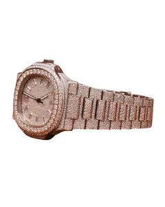 Montre mécanique de luxe pour homme avec bracelet serti de diamants, cadran en moissanite VVS, style hip-hop, personnalisée, haute qualité, entièrement pavée - Product Image 4