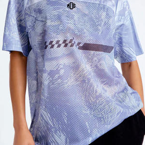 Dames oversized American football shirt V-hals korte mouw mesh top custom design print streetwear OEM private label groothandel - Product Image 5