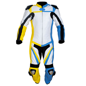 Combinaison de moto en cuir pour homme, manches longues, coupe-vent, color-block, toutes saisons - Product Image 3