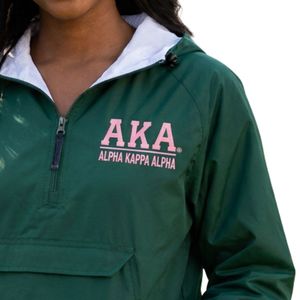 Dark Green Women's Hooded Windbreaker Pullover with <b>Pink</b> Letter Print Lightweight Long Sleeve Casual Outdoor <b>Jacket</b> Comfortable - Product Image 5