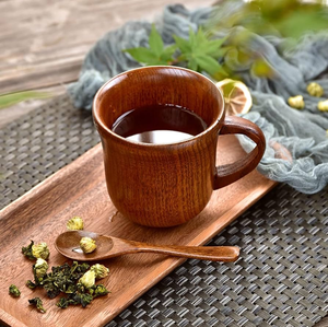 Brown Wooden 2 Pieces Tea <b>Cup</b> & Saucers <b>Set</b> Eco-Friendly Tea Serving Crafts Dishwasher Safe kitchenware Accessories - Product Image 5