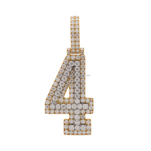 Colgante Personalizado con Letra del Alfabeto, Corte Diamante VVS1, Plata de Ley 925, Colgantes de Lujo Estilo Hip Hop, Chapado en Oro - Product Image 3
