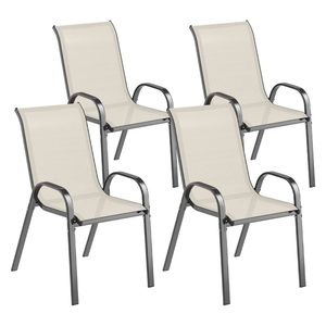 Set di 4 Sedie da Pranzo Beige per Esterni con Schienale, Ideali per Terrazze e Giardini - Product Image 5