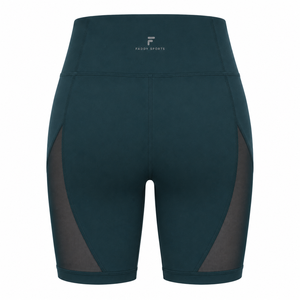 Shorts de yoga taille haute pour femmes, avec empiècements en maille respirante, logo personnalisé, extensibles, vêtements de sport personnalisés, marque privée, vente en gros, shorts de course - Product Image 2