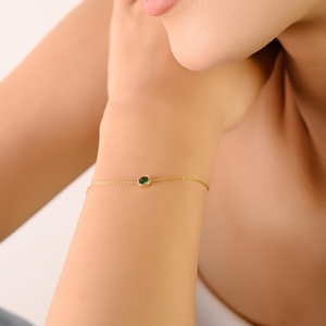 สร้อยข้อมือมรกตสีทอง14K สำหรับผู้หญิง-สีขาวทึบสีเหลืองหรือสีทองกุหลาบ - Product Image 3