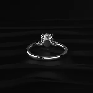 Bague en diamant de laboratoire rond de 1,25 carat avec pierres latérales marquise et bande pavée – Choix populaire, préféré des clients, sertie à la main - Product Image 3
