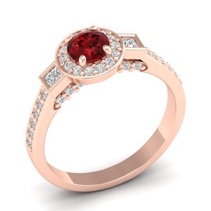 REYES Personalized 0.5 Carat Round Cut <b>Garnet</b> Gemstone Fine Jewelry for Women 925 Sterling <b>Silver</b> Moissanite Halo <b>Rings</b> - Product Image 2