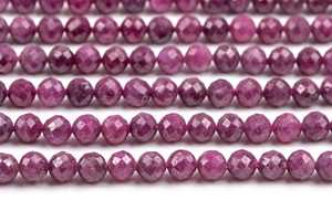 Cuentas de rubí rojo natural genuino, cuentas sueltas redondas facetadas moradas para la fabricación de joyas, pulseras y collares. - Product Image 2