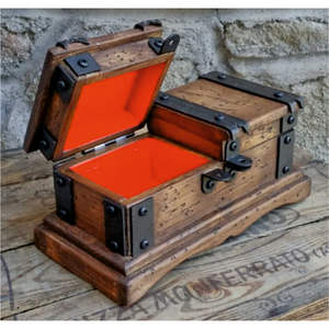 Antique Style Rustic Wooden Gift Box with Metal Hardware Custom Handcrafted Treasure Chest for <b>Jewelry</b> & Collectibles Wooden Box - Product Image 1