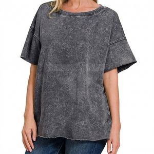 Camisetas 100% Algodón de Alta Calidad, Lisas, Vintage, con Logotipo Personalizado, Desgastadas, Extra Grandes, Lavadas con Ácido - Product Image 1