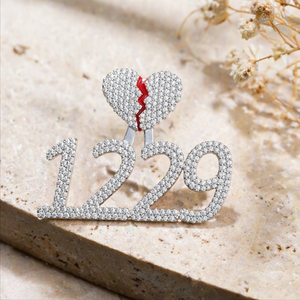 Trendy 925 <b>Silver</b> Gold Plated Custom <b>Initial</b> Lucky Number Moissanite Bling Iced Hip Hop Broken Heart Clasp Enamel Charm <b>Necklace</b> - Product Image 5