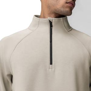 Veste à double tricot personnalisée 14 Zip Impression gaufrée Coupe décontractée Respirant Séchage rapide Printemps Sweat-shirt à capuche à motif solide - Product Image 3