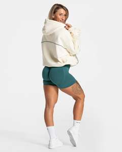 Survêtement oversize crème personnalisé pour femme avec détails contrastants – Sweat à capuche décontracté oversize doux avec passepoil pour femme - Product Image 2