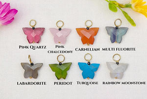 Colgante de mariposa con piedra preciosa de cuarzo rosa |   Dijes de Plata de Ley para la Fabricación de Joyería al por Mayor - Product Image 6