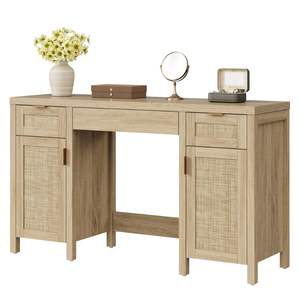 Meuble-lavabo moderne en bois massif 84 pouces, coiffeuse en bois avec éclairage, vente en gros, directement de l'usine au Vietnam, taille personnalisable - Product Image 1