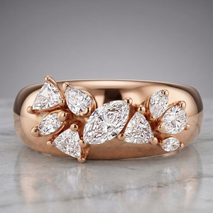 Multi Shapes Lab Grown Diamond Toi Et Moi <b>Dome</b> <b>Ring</b> For Unisex 14K Yellow Gold Engagement Gift For Party Charms - Product Image 5