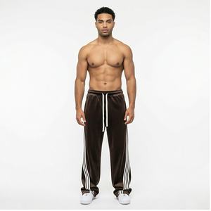 Fabricante Vintage de gran tamaño lavado con ácido pantalones de chándal con diamantes de imitación Jogger cortar y coser pantalones de chándal acampanados hombres - Product Image 1