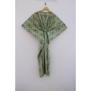 SHYAM EXPORT Bata de Verano Casual para Mujer, 100% Algodón, Estampado Floral, Manga Corta, Cuello en V, con Cordón Ajustable, Transpirable - Product Image 1