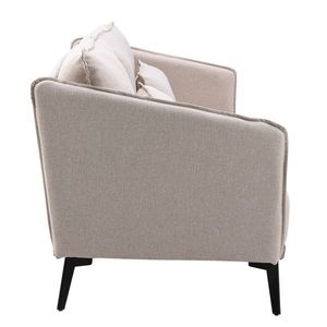 Modern Beige Fabric 3 Seater Office Living Room Sofa Couch with 2 Metal Leg Cushions - Product Image 5
