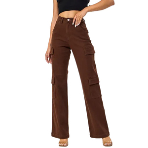 Pantalones Vaqueros de Mezclilla para Mujer al por Mayor, Personalizados, de Cintura Alta, Pierna Ancha, Pierna Recta, Estilo Holgado, Casual, Streetwear, a la Moda - Product Image 1
