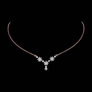 สร้อยคอเพชรลายใบไม้สไตล์มินิมอล – เครื่องประดับเพชรเพาะเลี้ยงเคลือบโรสโกลด์สำหรับผู้หญิง - Product Image 2