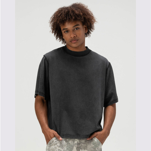 Camiseta Ultra Pesada con Logo Personalizado, 285g, 100% Algodón, para Hombre, Lavado Ácido, Corte Holgado, Cuello con Tachuelas, Estilo Urbano - Product Image 3