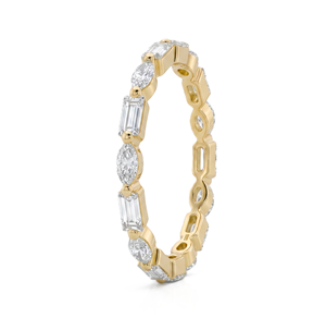Joyería de Moda, Joyería Personalizada, Anillo de Eternidad Completo de Oro Sólido de 14K con Diamantes Cultivados en Laboratorio, Corte Marquise y Baguette, Apilable, para Boda - Product Image 4