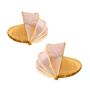 Plateau en bambou de qualité supérieure avec filet en maille, protection alimentaire traditionnelle et écologique, plusieurs tailles, artisanat vietnamien - Product Image 1