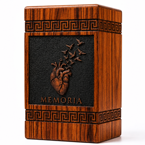 Wooden <b>Memorial</b> Urn Keepsake Cremation Ash Holder Carved Heart Pattern Remembrance <b>Gift</b> for the Deceased - Product Image 1