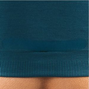 Teal Womens Seamless Quarter <b>Zip</b> Halter <b>Crop</b> Top Breathable Stretch Workout Top for Yoga Gym Running Fitness Training Activewear - Product Image 6