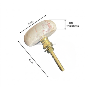 Poignée de meuble en marbre naturel 40x60mm, bouton de tiroir en laiton à visser, quincaillerie de luxe en pierre pour cuisines - Product Image 3