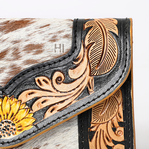 Cartera Trifold de Cuero Vacuno Estilo Bohemio Vintage, Hecha a Mano, con Protección RFID, para Mujer - Product Image 2