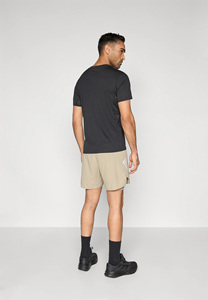 Men's Beige Solid Double <b>Layer</b> Canvas Running Shorts Quick Dry Drawstring Closure Elastic Waist <b>Mid</b> Length Casual Sport Shorts - Product Image 5