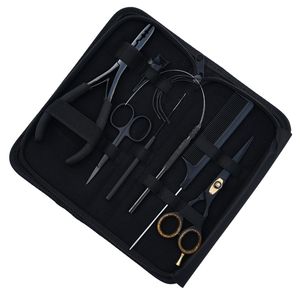 Hair Extension Tools Kit 7inch Beads Crimping Plier Pulling Hook Loop Wire Tool Tail Comb Needle Scissor Parting Finger Scissor - Product Image 6