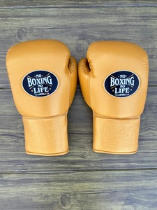 No Boxing No Life Lace-Up Real Leather Boxing <b>Gloves</b> Sanda Training Set with Hand Grips <b>Moisture</b> Wicking & Non-Slip-Orange - Product Image 4
