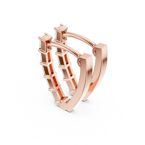 Pendientes de Aro con Diamantes Cultivados en Laboratorio de Alta Gama, Oro Rosa Sólido de 14K, Diseño Moderno y Elegante para Mujer, Boda, Compromiso - Product Image 4