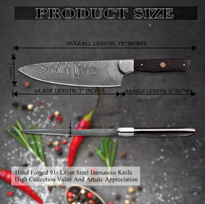 Couteau de Chef Traditionnel en Acier Damas Forgé à la Main, Écologique, Personnalisé, Ambidextre, Manche en Bois, Tranchant comme un Rasoir, Vente en Gros - Product Image 3
