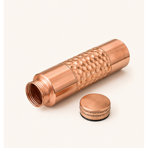 <b>Bulk</b> Pure Solid Copper Eco-friendly <b>Water</b> <b>Bottle</b> Hammered Design -Proof Indian Copperware Customizable Logo Luxury Gifting - Product Image 2