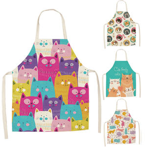Cute Cartoon Cat Printed Cotton Waist <b>Kitchen</b> <b>Apron</b> Sleeveless Cooking Eco-Friendly for Men Women Home Cleaning - Product Image 6