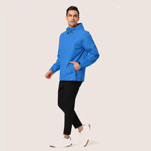 Chaqueta Impermeable con Capucha para Hombre, Recubierta de PU, Ligera, Casual, con Cierre Frontal, Logotipo Personalizado, Colores Personalizados, para Otoño - Product Image 3