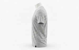 เสื้อยืดคอกลมแขนสั้นสีเทาสำหรับผู้ชาย ทรงปกติ สีพื้น ผ้าฝ้าย 100% ใส่ได้ทุกฤดู ย้อมสีเรียบ - Product Image 3