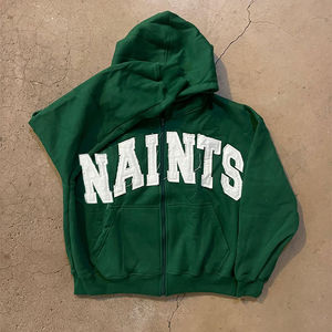 Custom Manufacturers 500 Gsm Heavy Weight Thick Fabric Cut And Sew Zipper Vintage Embroidery Patch <b>Men</b> Acid Wash Zip Up <b>Hoodie</b> - Product Image 1