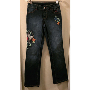 Ensemble pantalon et veste en jean pour femme, broderie, sans manches, coupe décontractée ample, tenue 2 pièces toutes saisons, coton tissé délavé - Product Image 3