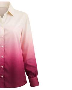 ผู้ผลิตเสื้อเชิ้ตผู้หญิงแขนยาวสีชมพูไล่เฉดแบบกระดุมหน้า สไตล์ลำลองสำหรับใส่ทำงาน รับผลิตเสื้อผ้าแบบ OEM - Product Image 4
