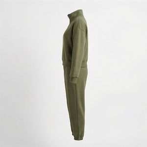 Ensemble de vêtements de détente minimalistes pour femmes, haut à manches longues avec demi-zip et pantalon de jogging, fournisseur en gros de vêtements, ensemble de jogging - Product Image 3