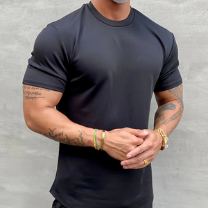 Camiseta de Entrenamiento de Algodón Jersey de Alta Elasticidad para Hombre, Lisa, Informal, de Corte Regular, Secado Rápido y Transpirable - Product Image 2