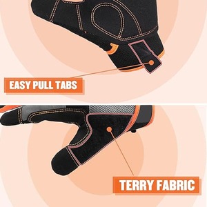 High Visibility LED Reflective Leather Non-Slip Windproof Touchscreen Full Finger <b>Hook</b> Loop Closure Traffic Gloves for Road - Product Image 4