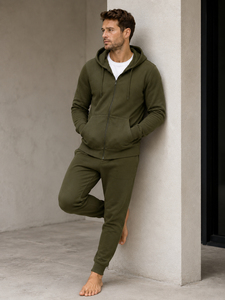 Mens <b>zip</b> <b>hooded</b> outerwear offering durable comfort soft texture and easy movement for everyday casual streetwear styling - Product Image 5