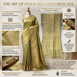 <b>Gold</b> Colour Eco-Friendly Brocade Silk Saree Wholesale <b>Metallic</b> Zari Woven Bridal Indian Ethnic Wear Girls Designer Festive - Product Image 6
