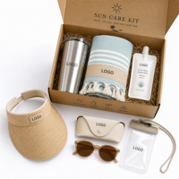 Kit de Soins Solaires pour Complexes Balnéaires avec Logo Personnalisé : Serviette, Gobelet, Visière, Pochette Téléphone – Ensemble Cadeau de Bienvenue pour Hôtels et Voyages – Fournisseur en Gros pour Complexes